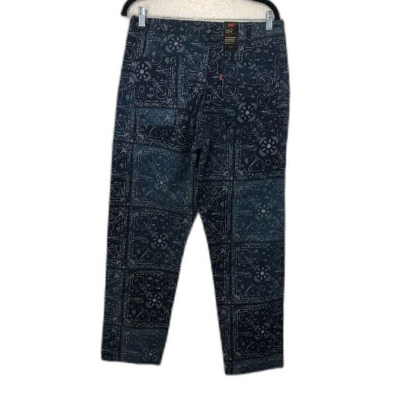 LEVI'S Jean Chore Pants Printed Bandana Straight Leg Men's Size 31x32 Blue White - Picture 2 of 10